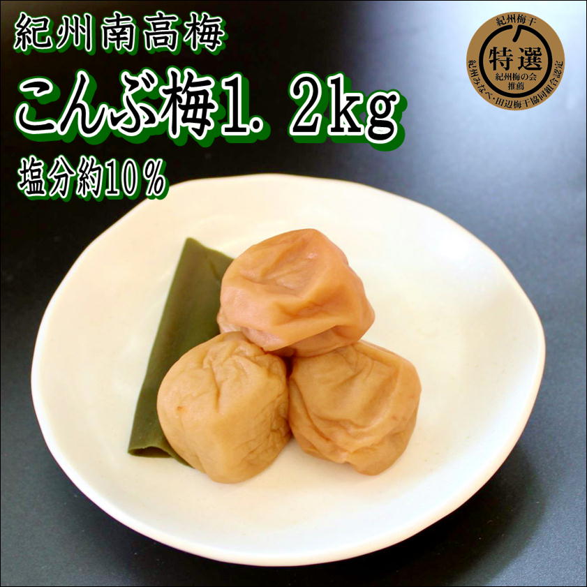 【ふるさと納税】【家庭用】紀州南高梅　こんぶ梅　1.2kg