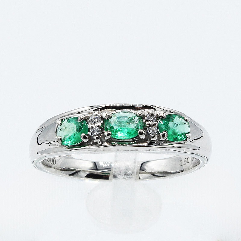 エメラルド リング 0.5ct Pt900 (12527) 指輪 リング エメラルド プラチナ ダイヤモンド ジュエリー アクセサリー 山梨県 甲斐市 BR-76