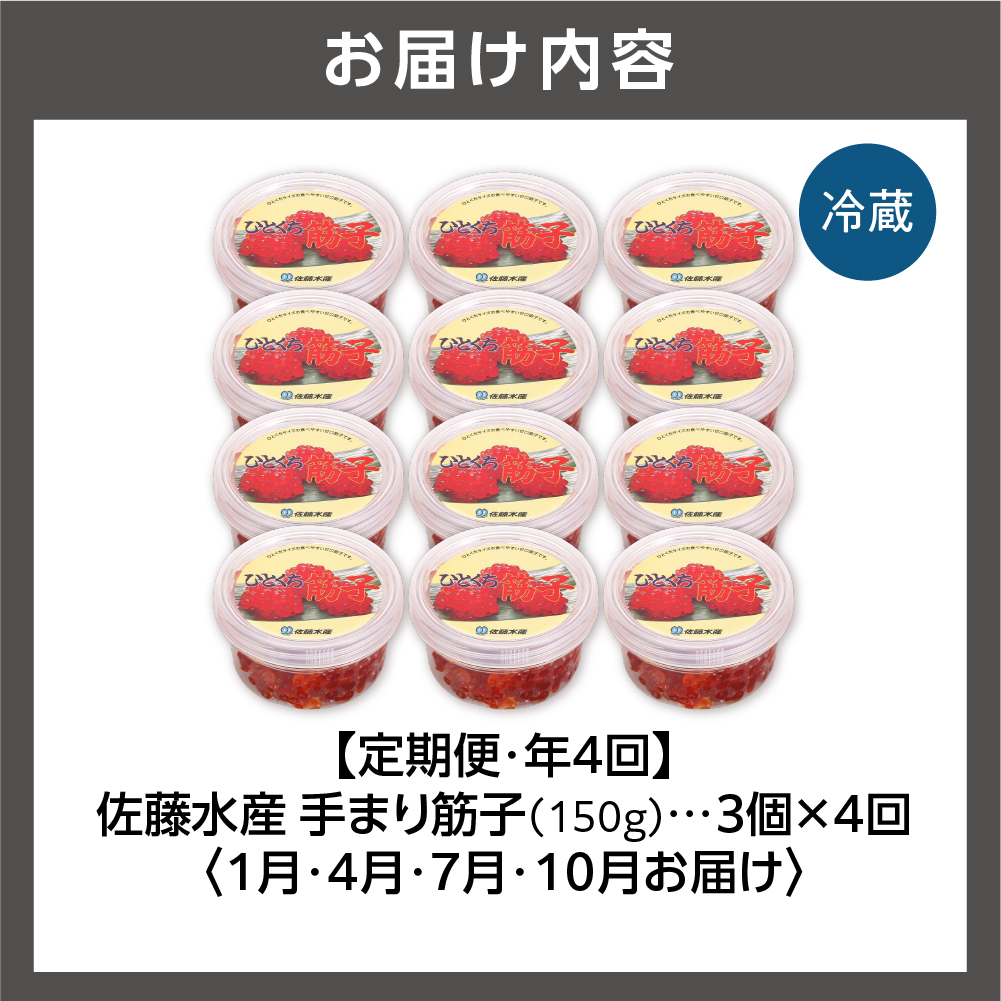 110113003 【定期便・年4回】佐藤水産 手まり筋子の定期便【