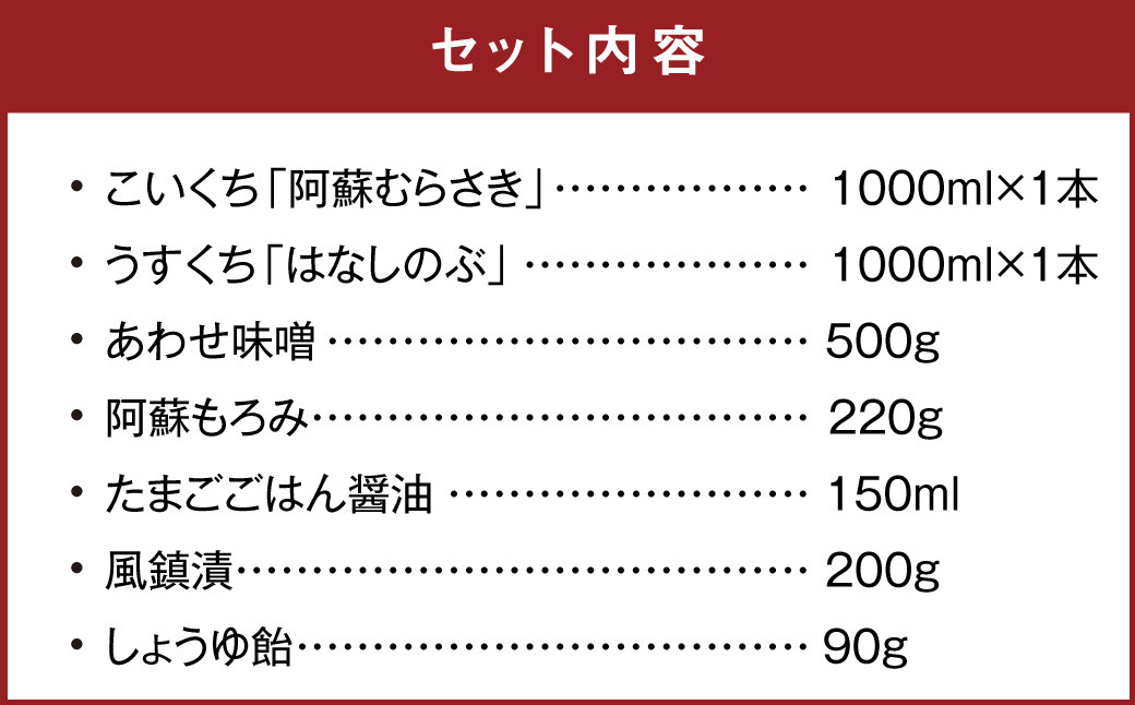 南阿蘇「味の玉手箱」7種セット 醤油 味噌 もろみ 風鎮漬 たかな漬け