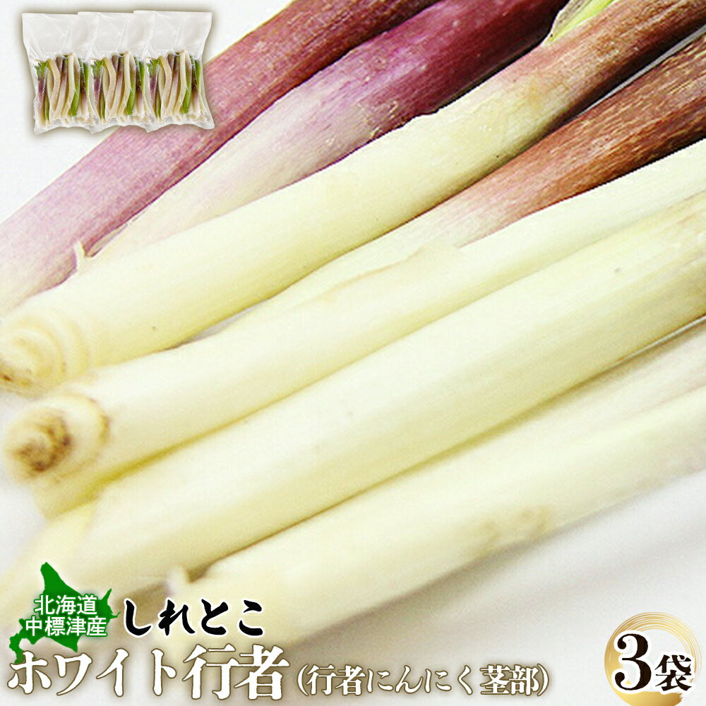 【ふるさと納税】行者にんにく ホワイト行者 茎部 3袋 オンライン 申請 ふるさと納税 北海道 中標津 行者ニンニク 幻の山菜 山菜 山の幸 野菜 疲労回復 健康効果 長寿 体力増強 ダイエット効果 揚げ物 炒め物 醤油漬け おかず 冷凍【20012】