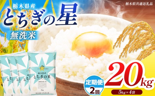 【栃木県共通返礼品】【先行予約】【令和8年度産】【定期2回】訳あり 栃木県産 とちぎの星  無洗米 5kg×4 20kg | 定期便 選べる ふるさと 納税 コシヒカリ とちぎの星 お米 精米 無洗米 ごはん ご飯 主食 日本米 kome 栃木県 共通返礼品 那珂川町 送料無料
