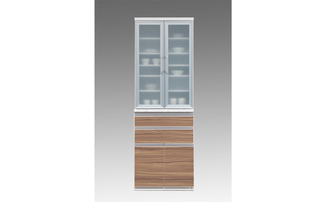 食器棚 ルシエル 70DB【白柾目・キングウッド】