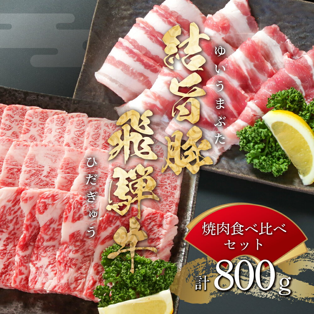 【ふるさと納税】飛騨牛 結旨豚 焼肉 食べ比べ セット 計800g 飛騨牛 カルビ焼肉 300g 結旨豚 バラ焼肉 500g 冷凍真空パック | 肉 お肉 黒毛和牛 和牛 人気 おすすめ 牛肉 豚肉 ギフト お取り寄せ 15000円【MS019】