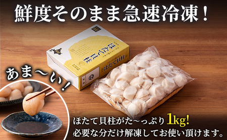 オホーツク枝幸産 旨みたっぷり冷凍ほたて貝柱1kg（30～70粒）【枝幸ほたて】高田商店 冷凍 貝柱 刺身 大 魚介 海 オホーツク 帆立 年越し 贈答 贈り物 ギフト 