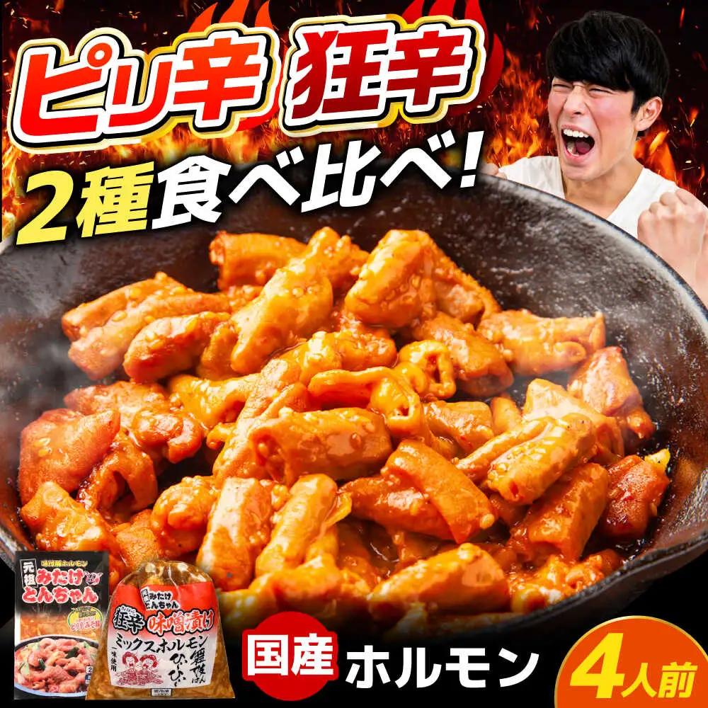 「元祖みたけとんちゃん」 【辛口セット】 ピリ辛みそ味×ミックスホルモン狂辛（4人前）[AVAA054]ホルモン 辛口