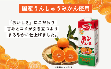 POM ポンジュース 1000ml 1l 紙パック 口栓付 6本セット 果汁100%ジュース みかん ミカンジュース みかんジュース オレンジジュース 100％ジュース 1Lジュース ふた付ジュース