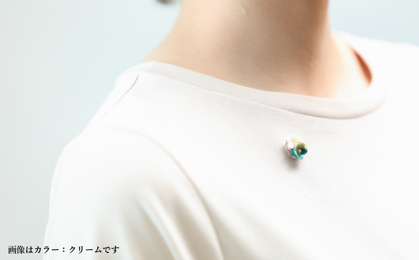 【可愛く九谷焼を楽しむ】九谷焼×布花アクセサリー九谷花（KUTANIKA）ピンブローチ　クリーム