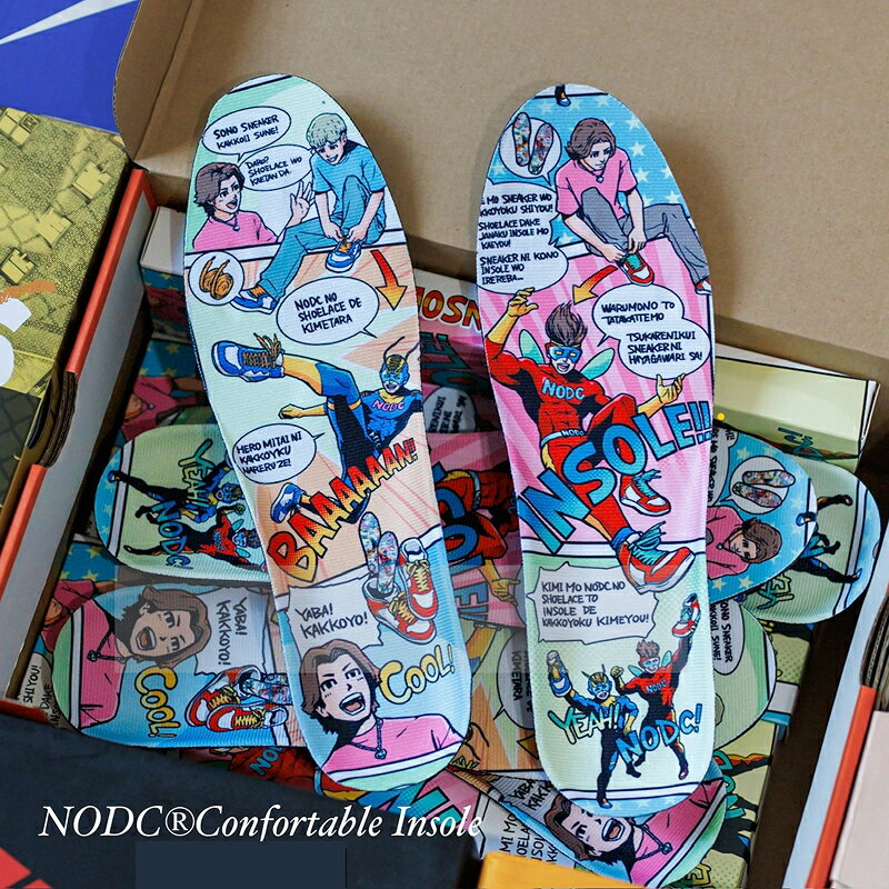【ふるさと納税】NODC Confortable Insole Amecomi スニーカー ビジネスシューズ クッション 選べる サイズ S M L XL アメコミ風 タッチ イラスト 平戸三平 オリジナル 書下ろし 快適 吸汗性 通気性 耐久性