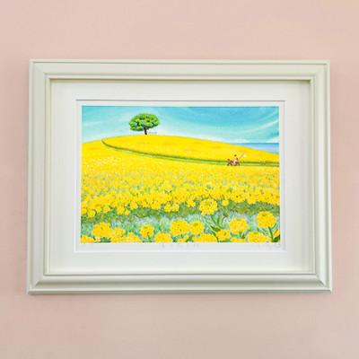 ふるさと納税 川口市 栗乃木ハルミ版画額装品「菜の花日和」
