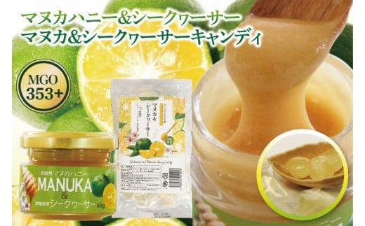 マヌカハニー＆沖縄県産シークヮーサーとマヌカ&シークヮーサーキャンディセット｜はちみつ ハチミツ 蜂蜜 マヌカハニー シークワーサー キャンディ セット ビタミン お土産 ギフト プレゼント お祝い 人気 沖縄 沖縄県 豊見城市(DK008)