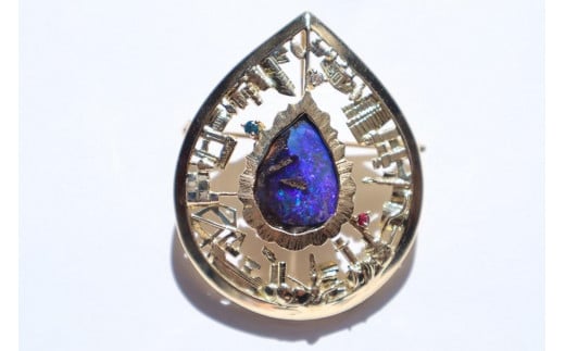 【手作り一点もの】　かわさきマイスターがオリジナル制作　K18ペンダントヘッド・ブローチ『天空の工場夜景』