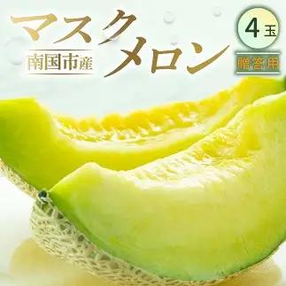 【先行予約】マスクメロン（贈答用） 4玉入 青肉品種 高級メロン！ ／ マスクメロン 果物 フルーツ ギフト 農家直送 NE028