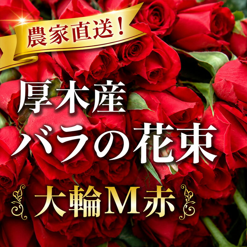 【ふるさと納税】農家直送！厚木産バラの花束　大輪M赤 ／ バラ 花束 赤バラ 大輪 一輪立ち 農家直送 生花 切り花 ギフト プレゼント 記念日 誕生日 観賞用 自宅用 フラワーギフト 厚木市