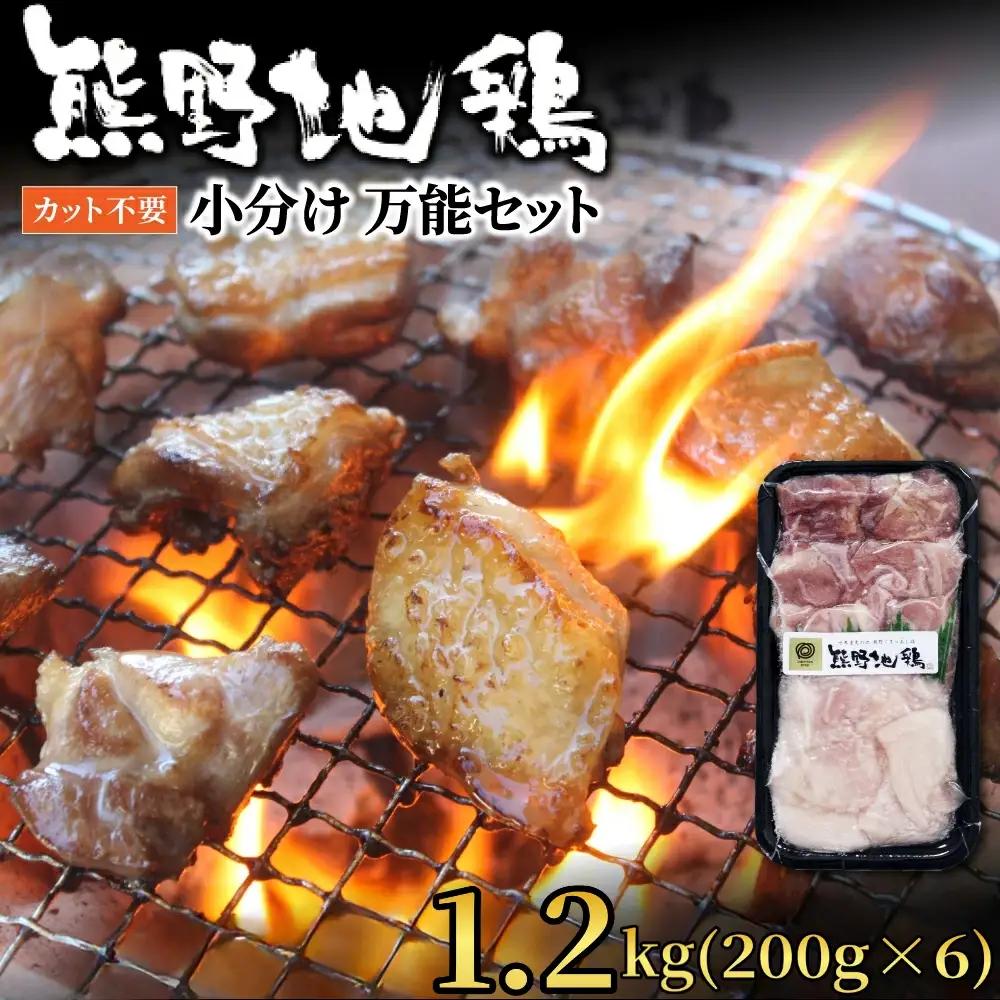 地鶏 カット不要 熊野地鶏 小分け 1.2㎏(200g×6) 【frsn0002】