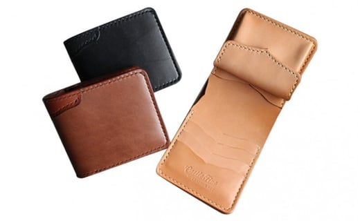 レザー二つ折財布（ハーフ）（黒）