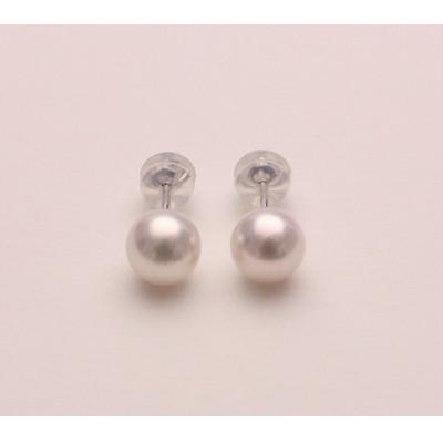 ふるさと納税 長崎市 アコヤ真珠ピアス 7.0-7.5mm【K14WG】