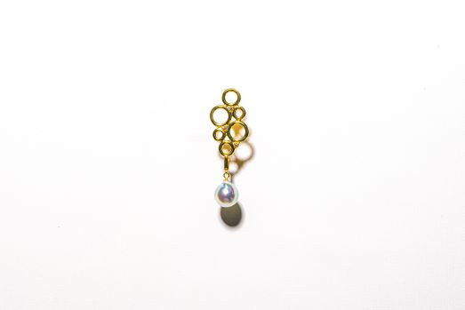 
1266 【bubble】K18YGダイヤモンドアコヤブルーパールピアス
