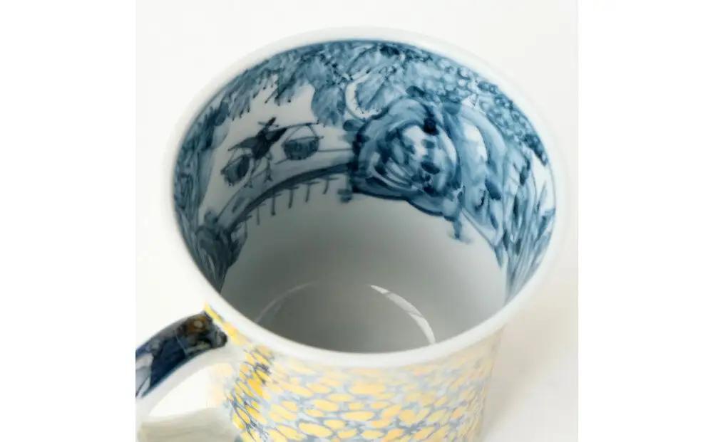 【たち吉】山水山吹文マグ 京都 マグ 陶芸品 人気 おすすめ