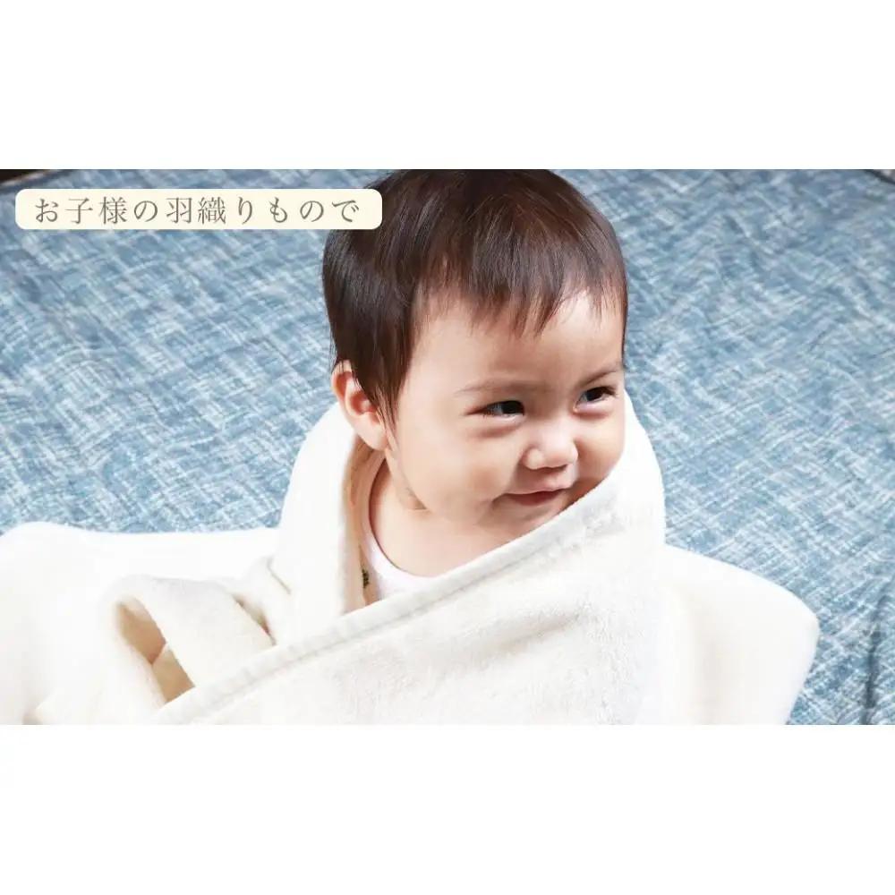 ひざ掛け ブルー 約140cm×100cm ヨガ 大判 ハーフサイズ 綿毛布 ハーフケット コットン100%  国産 洗える 綿 厚手 天然素材 暖かい 保育園 お昼寝 ブランケット シール織 膝掛け