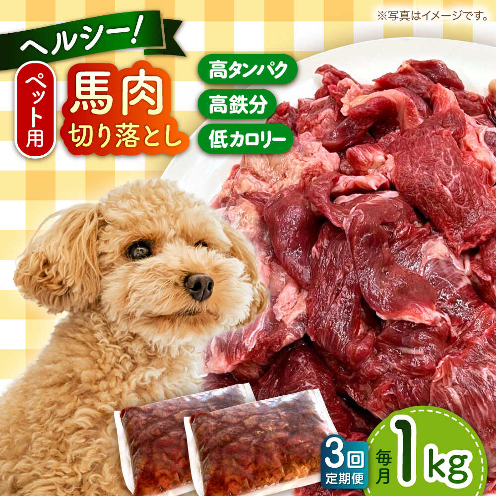 【ふるさと納税】【全3回定期便】国内加工 ペット用 馬肉 切り落とし 1kg 犬 わんちゃん 肉 馬肉 ドッグフード ペットフード タンパク質 鉄分 ヘルシー 熊本 生馬肉 生肉 小型犬 大型犬 ペット用 切り落とし 冷凍 【五右衛門フーズ 本店】[AYCT005]