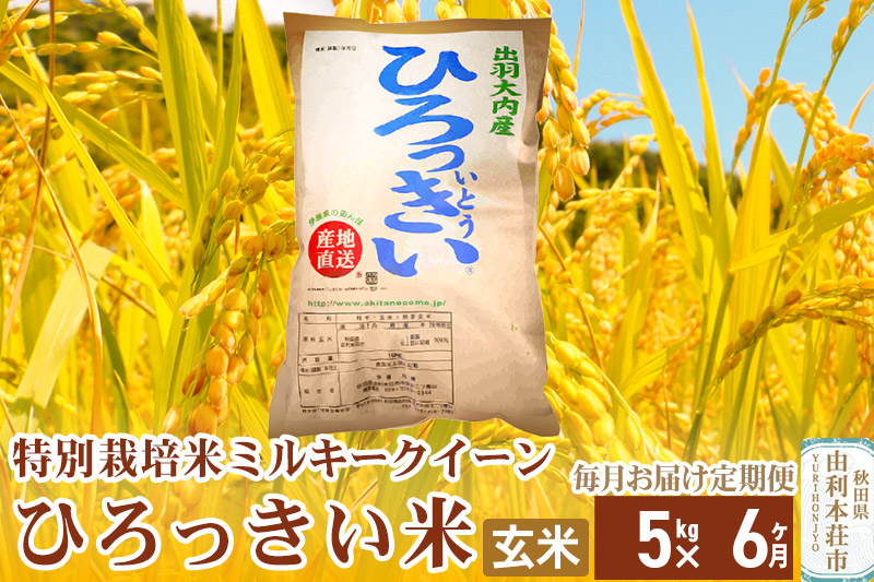 《定期便6ヶ月》【玄米】 秋田県産 ミルキークイーン 5kg 令和6年産 ひろっきい米|08_tks-620506