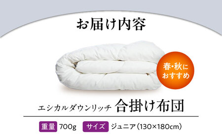 洗える 人工羽毛布団 合い掛け布団  ジュニア エシカルダウンリッチ 広島県福山市/イシケン株式会社 羽毛 布団 ふとん 合掛け 掛け布団 掛布団 軽い 日本製 春 秋 寝具 アレルギー対策 サステナ