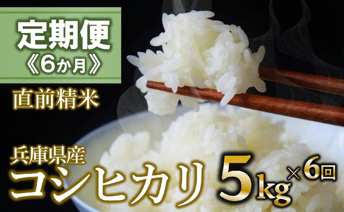 
            【定期便 6か月 コシヒカリ】白米5kg（6か月連続お届け）新米 2025年産 米 お米 米5㎏ お米5㎏ 兵庫県産 こしひかり コシヒカリ 西脇市産 定期 連続 6回 6か月 2025年産 精米 便利 らくちん ラク
          