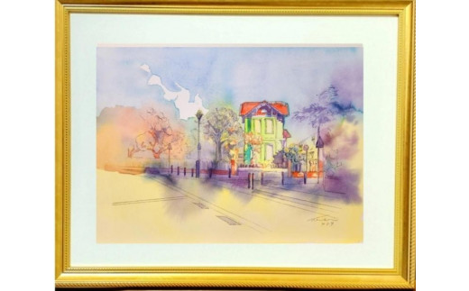 横浜の手描き水彩画作品　No,457