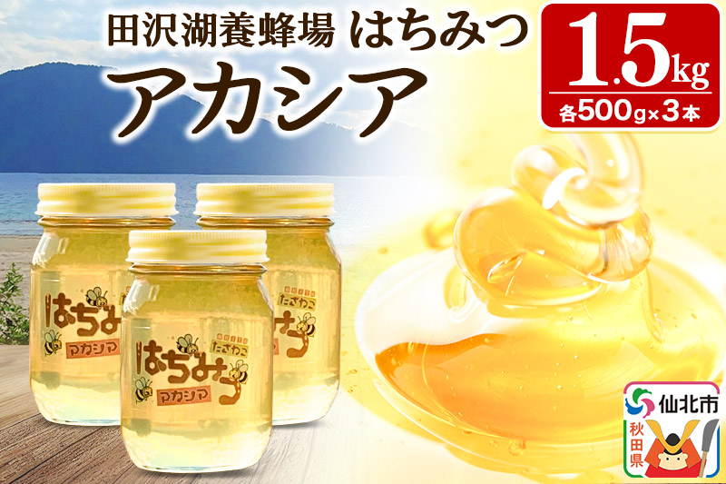 
            秋田県産はちみつ アカシア蜜500g×3本 合計1.5kg 化粧箱入り 田沢湖養蜂場
          