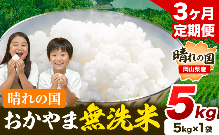 晴れの国 おかやま 無洗米 米 個包装 こめ コメ 岡山 岡山県産 【定期便】5kg (5kg×1袋) 計3回お届け《お申込月の翌月より発送》 お米 ライス ヒノヒカリ あきたこまち にこまる きぬむすめ ブレンド米