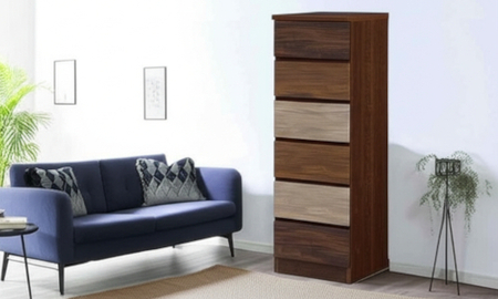 スリムチェスト ワルツ 幅40-6段 隙間収納【諸富家具】：C134-005