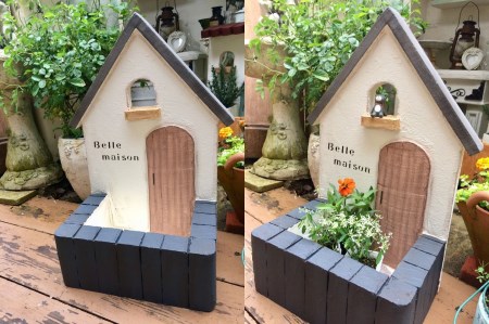 ＜Moon Rabbit＞三角屋根のお家プランター ≪雑貨 庭 ガーデニング 屋外 オブジェ 飾り棚 ミニハウス インテリア≫  