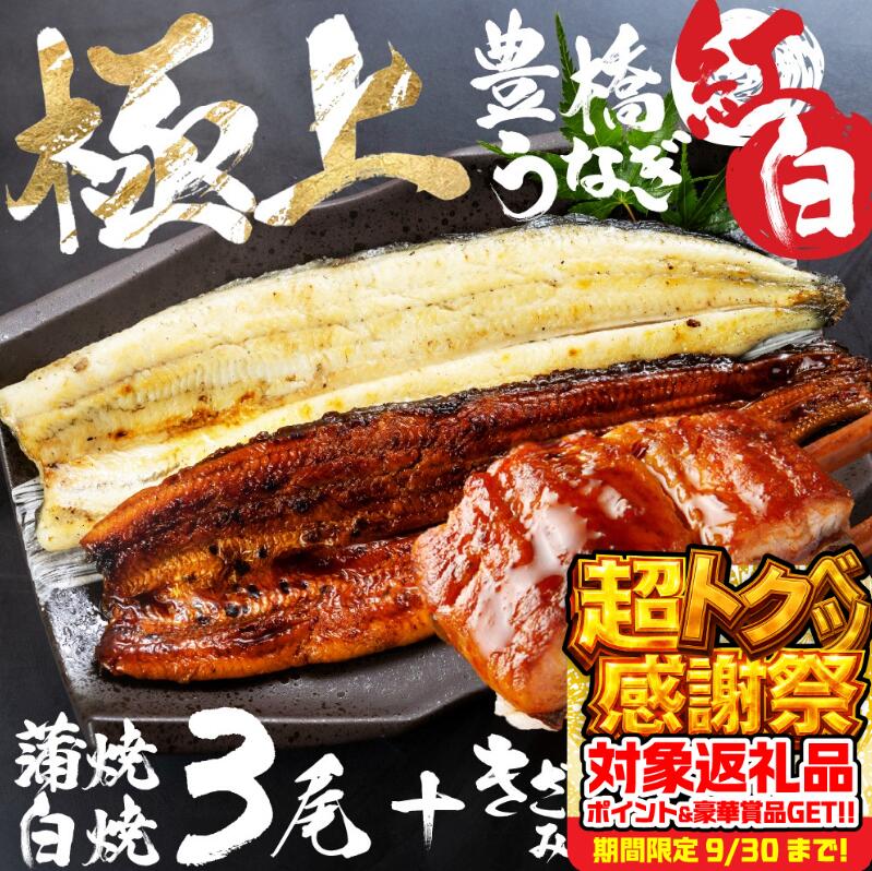 【ふるさと納税】高評価★4.7 豊橋うなぎ 紅白セット 3尾 +きざみ1袋付き 夏目商店 国産 国産うなぎ 蒲焼 白焼 長焼 ウナギ 鰻 たれ 豊橋うなぎ ひつまぶし 年内発送 年内配送 まだ間に合う 年内 年末 指定可 贈答 ギフト ご褒美 贅沢 高級 愛知 三河 15000円 1万5千円