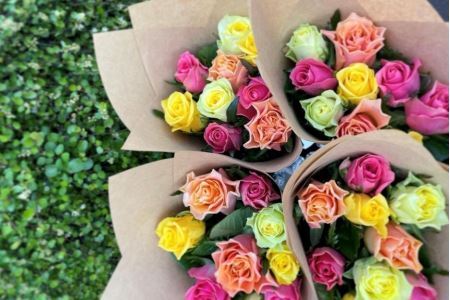 【 定期便 6回 】バラ の 花束 （ 7～10本 ） ブーケ サイズ（ 30cm 程度） | バラ 花束 奈良県 平群町