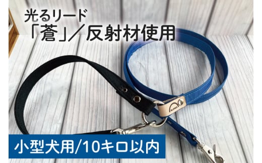 40-16 【小型犬用10キロまで】光るリード「蒼」【散歩 愛犬 夜散歩 手作り 阿見町 茨城県】