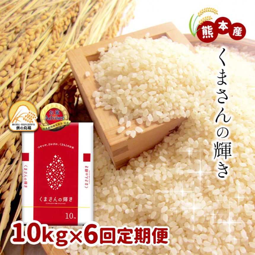【ふるさと納税】定期便6回　熊本県産　米　くまさんの輝き 10kg×6回　送料無料 | 玉名 熊本