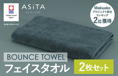 （今治タオルブランド認定品）ASiTA BOUNCE シリーズ  フェイスタオル 2枚セット（グレー）【I003610FT2GY】	