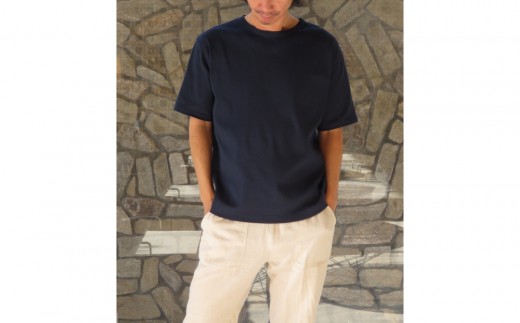 【和心衣・ワゴロモ】ビワコットン生地を使用したサラッと快適Ｔシャツ ＜カラー：ネイビー＞【サイズ：L】