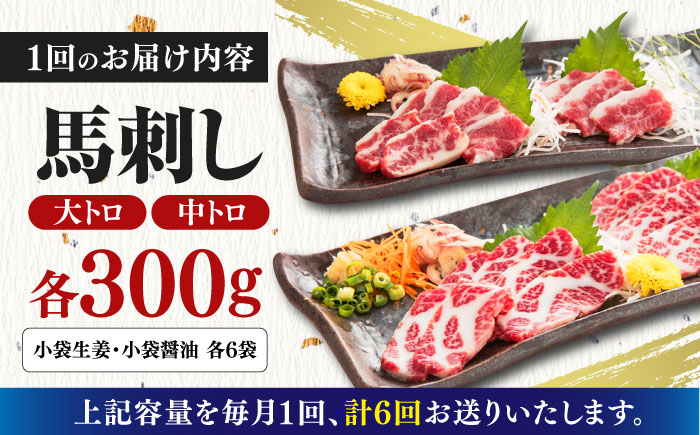 【全6回定期便】馬刺し 2種 計600g (大トロ 中トロ)各300g【山都町（桜屋）】 [YBW105]