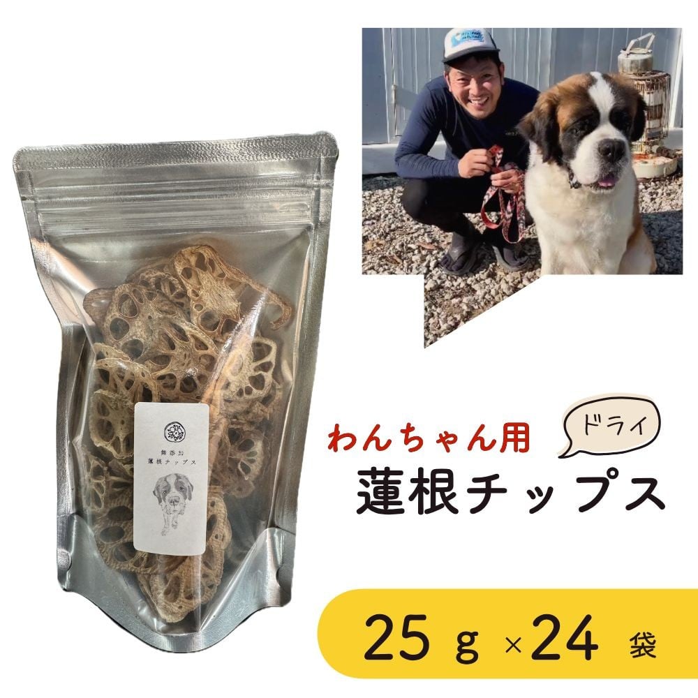 
            無添加・無塩　わんちゃん用乾燥蓮根チップス２５g　２４袋セット
          