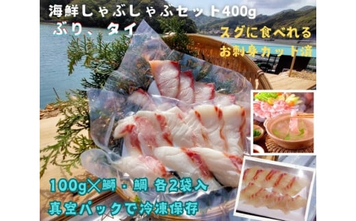 （冷凍） タイ ブリ カット済 海鮮 しゃぶしゃぶ 100g 各 2袋 計 400g ／ 伊勢志摩 城水産 まだい 真鯛 鰤 天然 スライス のっけ丼 お茶漬け 海鮮丼 豪快丼 産地直送