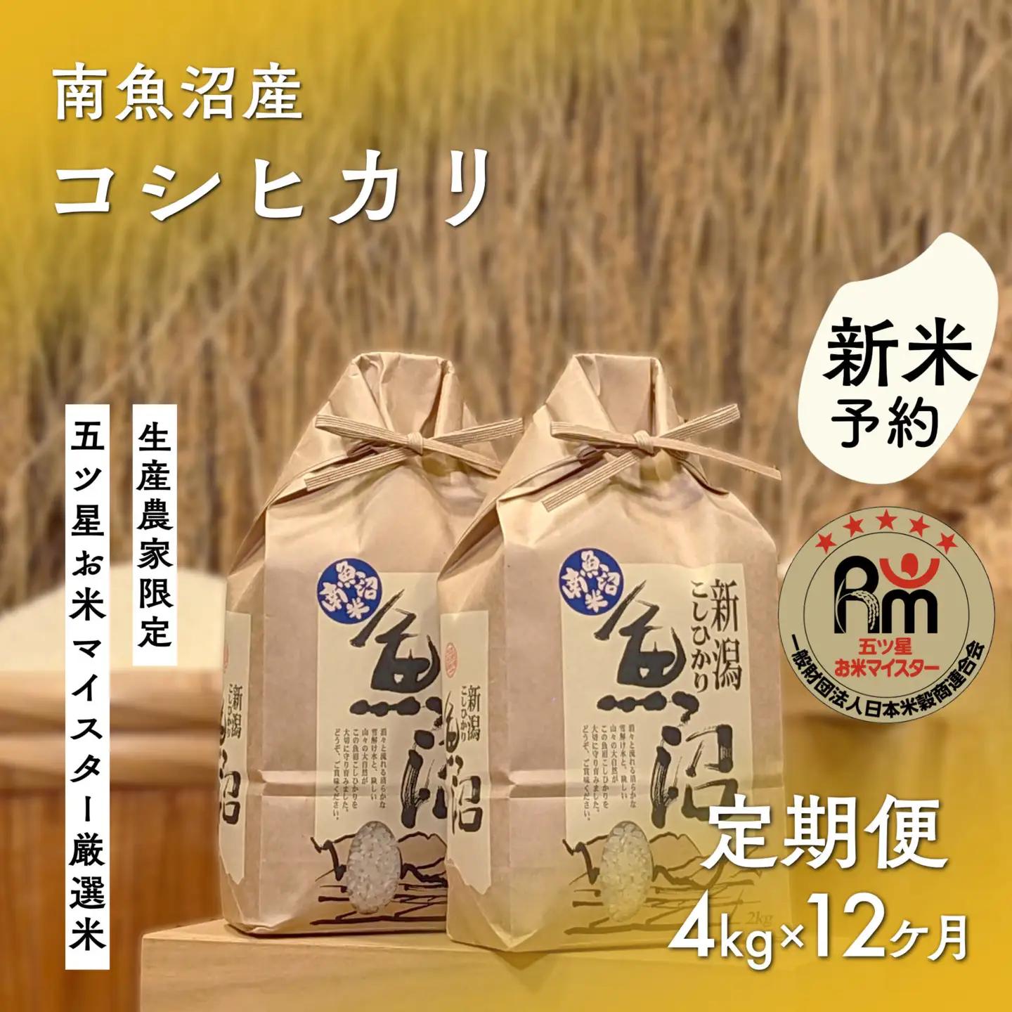 【令和8年 新米予約】「五つ星お米マイスター」の南魚沼産コシヒカリ　精米４kg（２kg×２個）×12回（毎月定期便）【2026年10月上旬より1ヶ月以内に順次発送予定】｜コシヒカリ