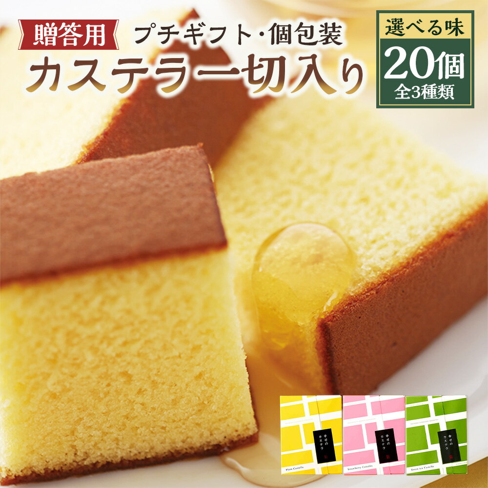 【ふるさと納税】【20営業日以内発送】【選べる味】プチギフト 個包装 カステラ一切れ入り（38g）×20個入 ギフト用 贈答用 合計760g お祝い お返し お土産 プレゼント 苺 抹茶 プレーン はちみつ カステラ スイーツ 長崎カステラ 長崎県 送料無料