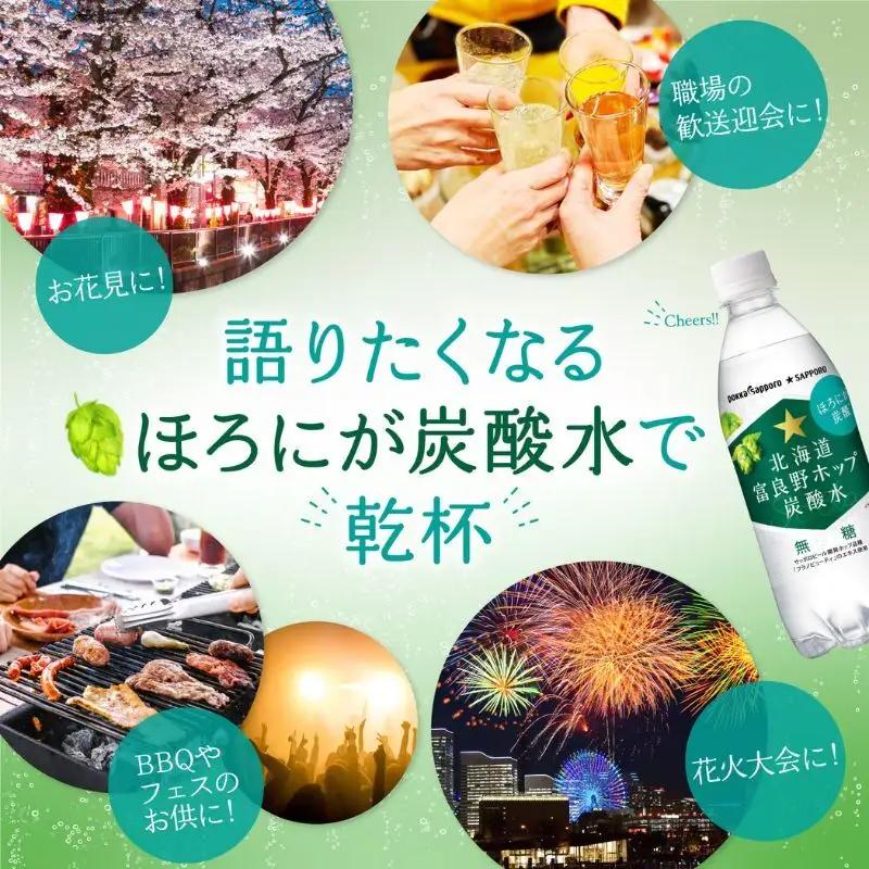 富良野 ホップ 炭酸水 500ml 24本 ポッカサッポロ ホップ炭酸水 無糖