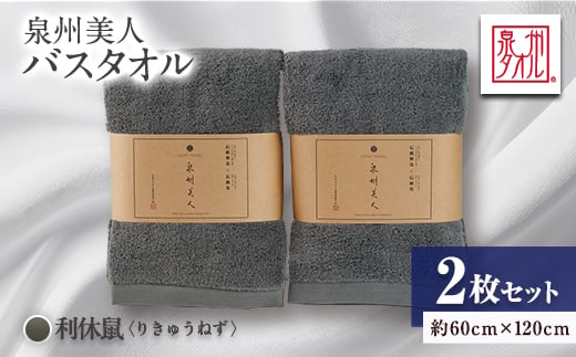 泉州タオル＜日本製＞「泉州美人」バスタオル　利休鼠 2枚セット【1724820】