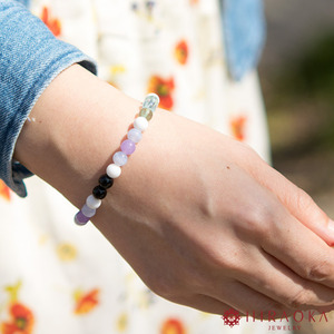 パワーストーン ブレスレット 6mm 玉 石  対人運 幸運 守護運 フローライト ホワイトメノウ ブルートパーズ モリオン 黒水晶 パステルカラー ブルー パープル グリーン 高知県 須崎市