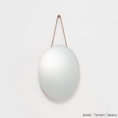 ふるさと納税 津山市 ヒノキのオーバルミラー　スモール　TSUYAMA FURNITURE