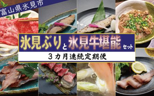 
                  【全3回】『定期便』3か月連続!氷見ブリと氷見牛堪能セット!全3回　【定期便・魚貝類・牛・和牛・干物・ブリ・鰤】
                