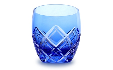 浅草切子 KANA KURITA「重ね矢来オールド 青藍」木箱入り